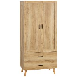 JORBY 2 Door Wardrobe with 2 Drawers Oak - 80cm