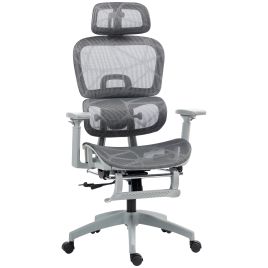 HERON Executive Office Chair, Ergonomic Mesh High Back Desk Chair with Lumbar Support, Swivel Computer Chair with 3D Armrest, Grey