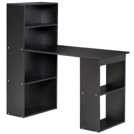 120cm Modern Computer Desk Bookshelf Writing Table Workstation PC Laptop Study Home Office 6 Shelves Black