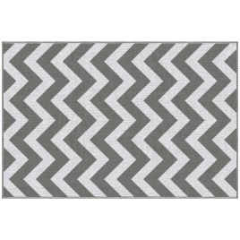SUNVISTA Reversible Outdoor Rug, 1.2 x 1.8m Patio Carpet, Waterproof Plastic Rug for Garden, Deck, Picnic, Beach, Camping, Grey and White