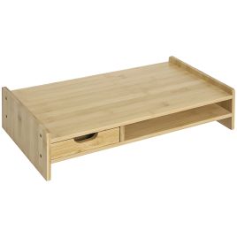 Monitor Riser Laptop PC Plinth Stand TV Computer Desktop Organiser W/Drawer Bamboo