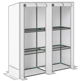 SUNVISTA Three-Tier Mini Greenhouse with Grey Edges- White