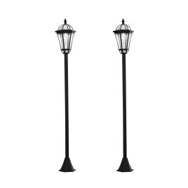 2 PCS LED Garden Lights Lamp Post Solar Powered Lantern Patio Pathway Walkway Outdoor Water-Resist Auto Switch 6-8 Hours Black