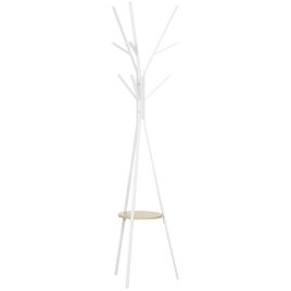 180cm Free Standing Metal Coat Rack Stand 9 Hooks Clothes Tree with 1 Shelf Hat Display Hall Tree Hanger Bag for Hallway Living Room White