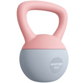 SPORTEDGE 8KG Soft Kettlebell with Non Slip Handle for Home Gym - Pink Grey