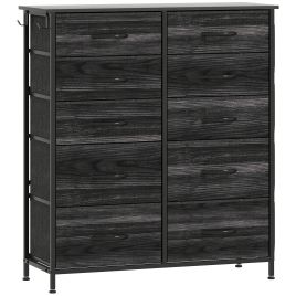 STOWLY Black Chest of Drawers - Medium-sized, 8 Drawers, Double, Fabric Drawers
