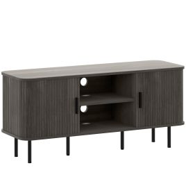 HERON TV Stand Cabinet for TVs up to 55 Inches Storage Shelves Cupboard - Grey