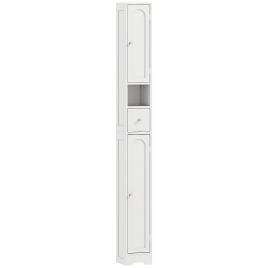 HERON Tall Bathroom Cabinet 185cm with Arched Doors - White