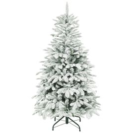 LURETH Artificial Flocked Christmas Tree Plastic Hinged Stand - Green