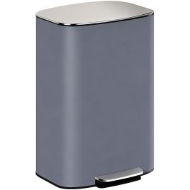 SAVRIC Pedal Kitchen Rubbish Bin Stainless Steel Soft Close Stay Open 50L - Grey