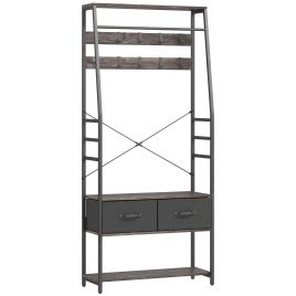 JORVIN Coat Rack with 2 Drawers - Grey