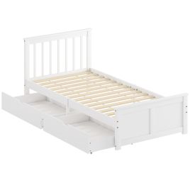 FYLMARRA Single Wooden Bedframe with Drawers - White