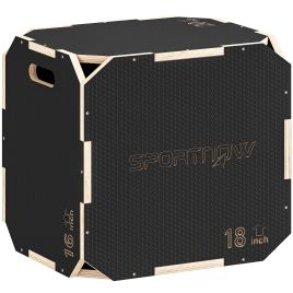 QORVANNIS Non-Slip Plyo Corner-free Wooden Jump Box Black - 18 Inch