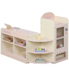 DRYSANDEL Kids Grocery Supermarket Playset with Cash Register and Vending Machine - Pink