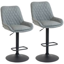 HATHERBY Faux Leather Retro Bar Stools Set of 2 - Light Grey
