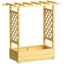 RIVON Wooden Wooden Planter with Trellis - Natural