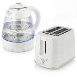 AURAUX Steel Kettle and Toaster Set - Cream