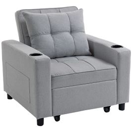 NOVORE Wooden Single Sofa Bed - Light Grey