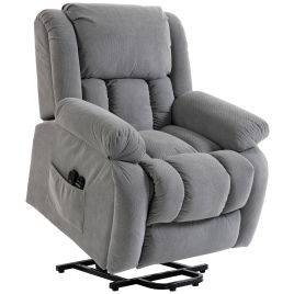 Dorford Velvet Recliner Armchair Massage and Heat - Light Grey