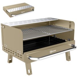 Belcrof Khaki Stainless Steel Barbecue Grill with Adjustable Grates - 52cm