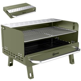 Belcrof Green Stainless Steel Barbecue Grill with Adjustable Grates - 52cm