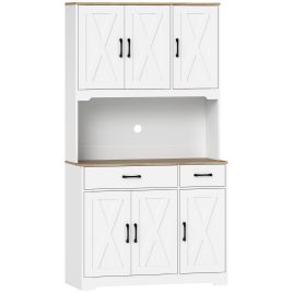 Luxon White Particle Board Tall Kitchen Pantry Cabinet - 94cm