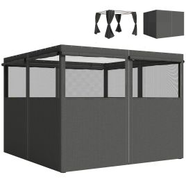 Faimont Dark Grey 3x3m Gazebo Polyester 4 Pack Replacement Curtains Privacy Panel