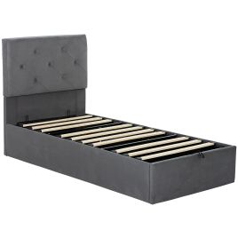 Dorwick Single Ottoman Storage Velvet Bedframe - Dark Grey