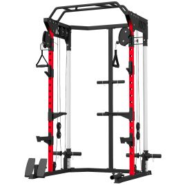 Halix Black Steel Power Rack with Adjustable Cable Pulley System - 128cm