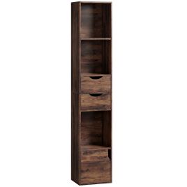 ROSLOFT 158 cm Bookcase with Cabinet, Adjustable Shelf and 2 Drawers - Rustic Brown