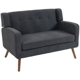 AURALEY 118cm 2-Seater Corduroy Loveseat Sofa - Dark Grey