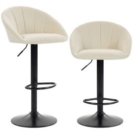 BRANSMERE Counter Stools with Backrests - Cream White