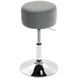BROOKBROOK Adjustable Swivel Velvet-Feel Bar Stool - Grey