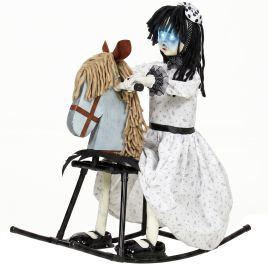 Animated Halloween Girl Riding Horse Animatronic Prop - Multi Colour