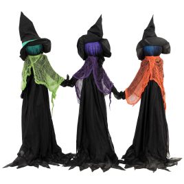 4ft Witches Holding Hands Halloween Decoration Light-Up - Multi Colour