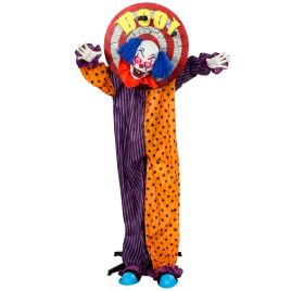 5.5ft Life Size Animated Clown Halloween Decoration - Multi Colour