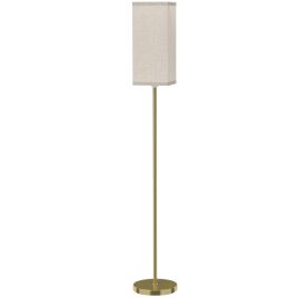 AURARIDGE Modern Floor Lamp with Linen Shade and Foot Switch - Gold