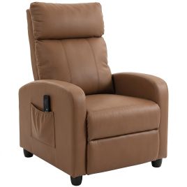 ALDERWORTH Massage Recliner Armchair with Adjustable Leg Rest - Dark Brown