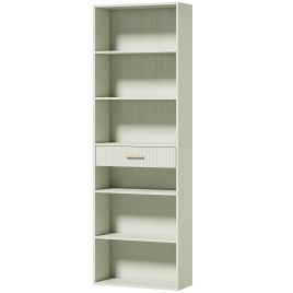 ARCPORT Narrow 6-Tier Bookcase with Drawer, 182cm - Light Green