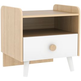 AMBERHILL Kids Bedside Table with Drawer and Open Shelf - White