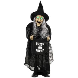 3ft Animated Witch Halloween Decoration with Light Up Eyes - Multi Colour