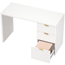 ATLASBROOK 120cm Reversible Computer Desk with 3 Drawers - White