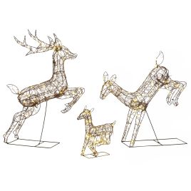 ASHSIDE 3-Piece Light-Up Reindeer Family with 200 LEDs - Brown