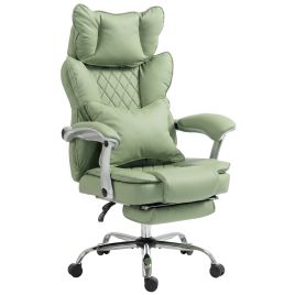 COMETWELL Executive PU Office Chair, 180kg Capacity, Reclining, Lumbar Support - Light Green
