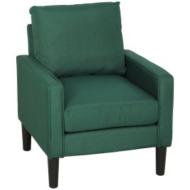 CHASEPORT Linen Accent Armchair with Removable Pillow - Dark Green
