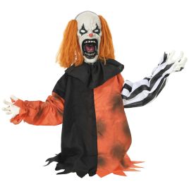 Animated Face Changing Clown Halloween Animatronic Prop - Multi Colour