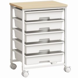BLOOMRIDGE 6-Tier Storage Trolley with 5 Pull-Out Drawers - White