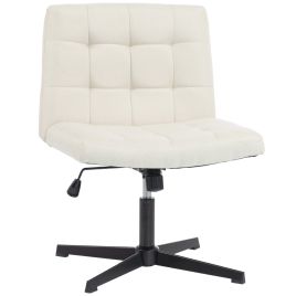 COASTPOINT Armless Linen Office Chair with Wide Seat and Rocking Function - Beige