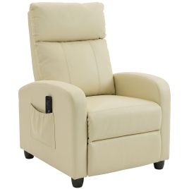 ALDERWORTH Massage Recliner Armchair with Adjustable Leg Rest - Cream White