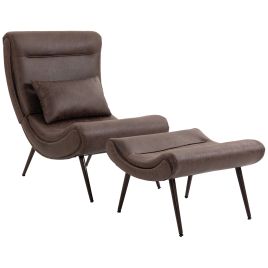 CANVASWORTH Accent Lounge Chair with Footstool and Lumbar Pillow